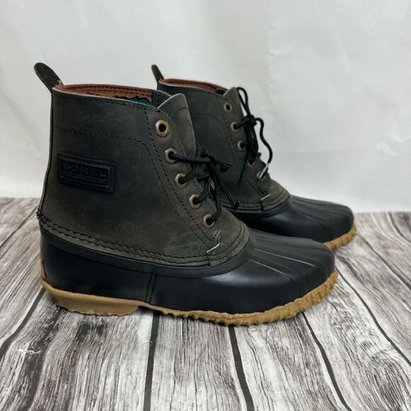 Vintage SOREL Kaufman Black and Gray Winter Boots Sz 6 - Picture 1 of 11